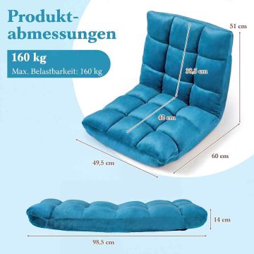 Floor armchair, 14 positions, Blue, 98.5 × 49.5 × 14 cm