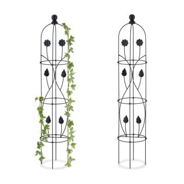Võrestiksambad ronitaimedele Relaxdays, 2 tk, Must, Ø 20 × 103 cm