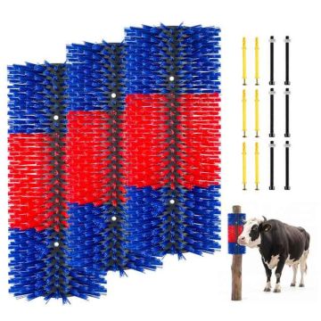 Kariloomade sügamisharjad VEVOR FL-CBB011, 3 tk, Sinine/punane/must, 435 × 190 × 100 mm