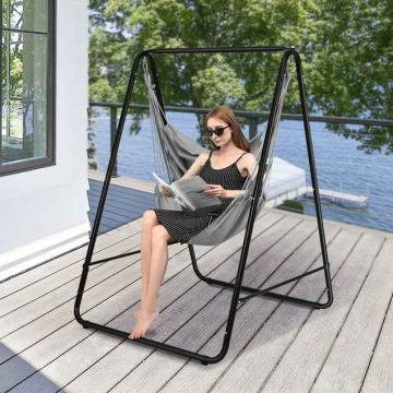 Hammock chair, With stand, Beige/grey, 125 × 165 × 114 cm