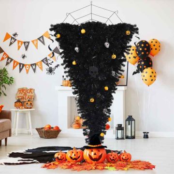 Halloween tree, upside down, with 270 LED lights, Black, 110 × 180 cm
