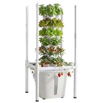 Hüdropoonikatorn VEVOR VV2-6C-EU, 6 astet, 30 kapslit, Valge, 35 × 87 × 35 cm