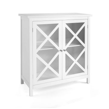 Puhvetkapp, 2 ust, Valge/pruun, 90,17 × 96,52 × 39,37 cm