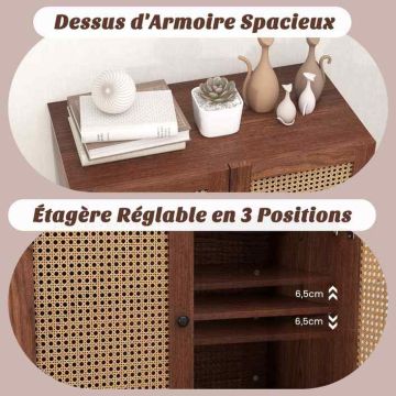 Sideboard, 2 doors with adjustable shelves, Brown, 80 × 80 × 40 cm