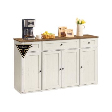 Puhvetkapp SONGMICS HOME BBK376WJ02, Reguleeritavad riiulid, Valge/pruun, 39 × 81,3 × 140 cm
