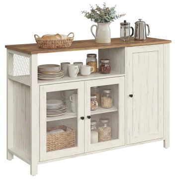 Puhvetkapp VASAGLE, 3 ust, pruun/valge, 110 × 75 × 33 cm