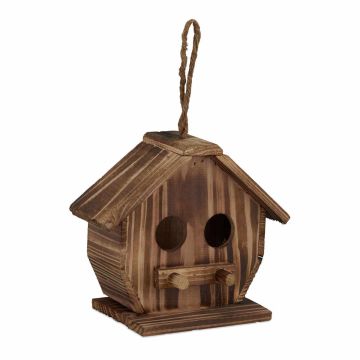 Linnumaja Relaxdays, riputatav, Pruun, 28,5 × 19 × 10,5 cm
