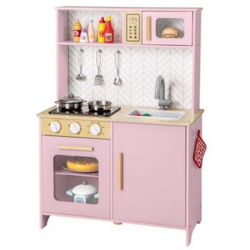 Interactive children's play kitchen, Pink, 60 × 30 × 85 cm