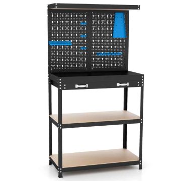 Tool storage workbench, 2 perforated boards, 1 drawer, 81 × 156 × 41 cm
