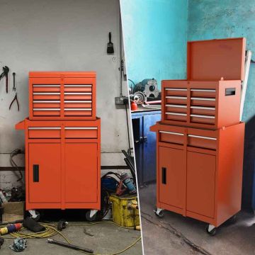 Tool Cabinet, 5 Drawers, Orange, 23 × 11 × 40.5 in