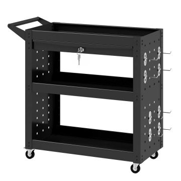 Тележка для инструментов, 3 полки, 1 ящик, 78 × 73 × 35 см