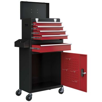 Tööriistakäru Homcom 60x28x102cm, musta/punast värvi