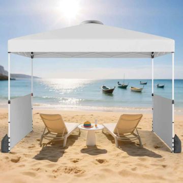 Pop-up tent with 2 side walls, portable, 300 x 300 cm, white