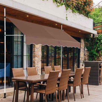 Retractable Awning, Telescopic, Brown, 200 × 125 cm