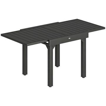 Pikendatav välistool, 4–6 inimesele, Must, 160 × 80 × 75 cm