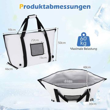 Insulated fish bag, 60 l, white, 98 × 50 × 46 cm