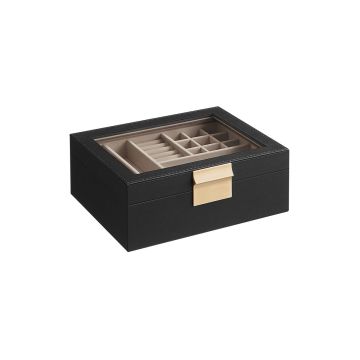 Коробка для часов 18,5x23x8,5см., чёрная/бежевая