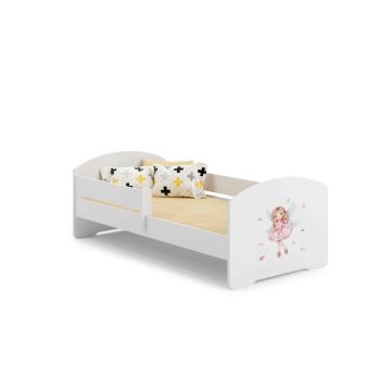 Детская кроватка Luk с матрасом и защитным бортиком, 144 см x 77 см x 56 см, "Принцесса" с крыльями.