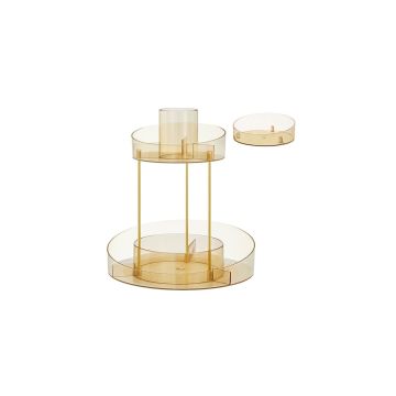 Прозрачный органайзер для косметики 25,2x25,2x29 см., золотистого цвета