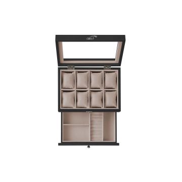 Шкатулка для украшений 19x27x12,5см., цвет черный/кремовый
