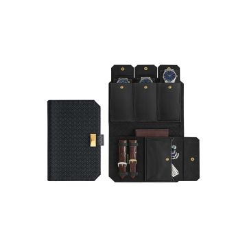 Коробка для часов 22x14,5x4,5см., цвет черный/золотой