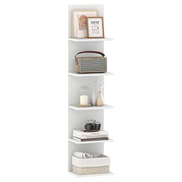 Hanging wall shelf, 5 tiers, White, 30 × 21.5 × 129 cm