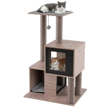 Cat scratching post, 2 houses, 60 × 48 × 93 cm