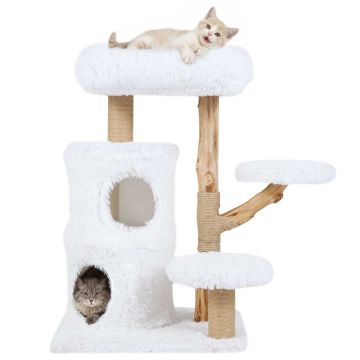 Cat scratching post, 2 platforms, 58.42 × 48.26 × 77.47 cm