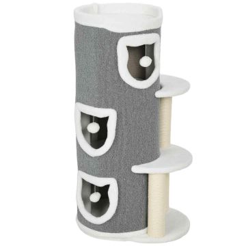 Когтеточка для кошек, 3 уровня, 3 места для отдыха, Серая, 50 × 101 × 36 см