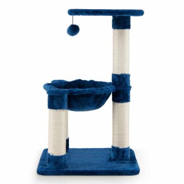 Cat scratching post, 3-tier, hammock, Blue/grey, 40 × 40 × 64 cm