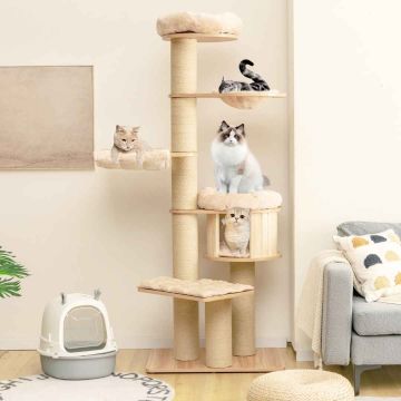 Cat Scratching Post, Multi-Tier, 75 × 56 × 191 cm