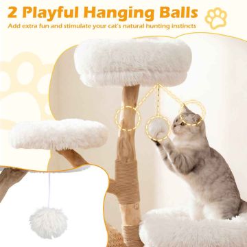 Cat scratching post, multi-level, White, 59 × 59 × 134 cm