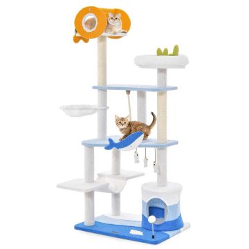 Cat Scratching Post-Game Complex, 3 Platforms, 27 × 19 × 66 inches