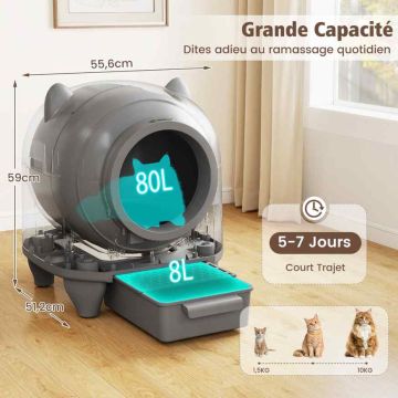 Cat litter box, 80 l, White, 55.6 × 51.2 × 59 cm