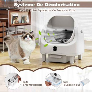 Cat Litter Box, Top Opening, White, 54 × 50 × 57.2 cm