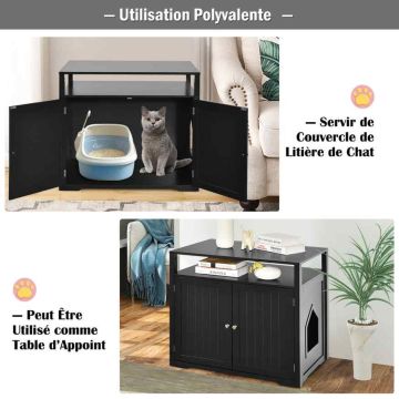 Cat litter box enclosure, two doors, 80.01 × 53.34 × 180.34 cm