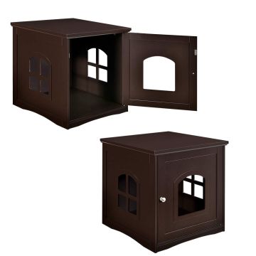 Cat Litter Box Cabinet, Two Compartments, 19.5 × 21 × 21 in