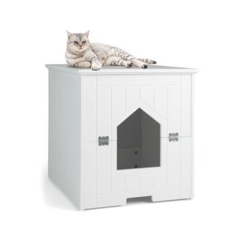 Cat litter box cover, closed, White/black, 48 × 50.5 × 51 cm