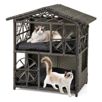 Cat house, 2-storey, 2 cushions, 69 × 40 × 70 cm