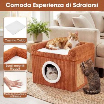 Cat House, 2 Levels, Brown, 49 × 41 × 39 cm
