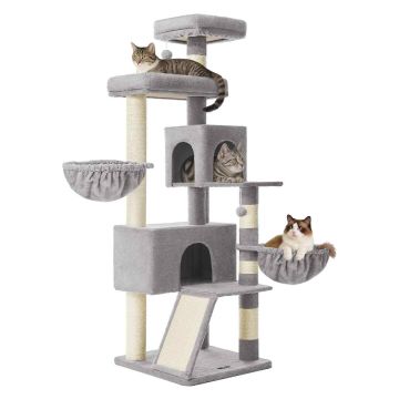 Cat house-scratching post FEANDREA PCT006G01, 2 cavities, Gray, 55 × 174 × 55 cm