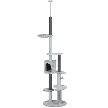 Kassimaja kraapimispost PawHut 60x255cm., hall/tumehall