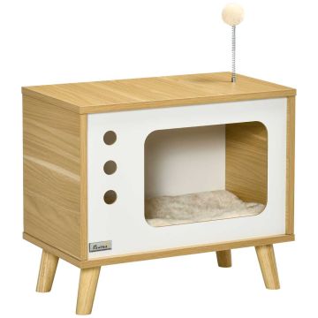 Kassimaja PawHut 50x28x43cm, helepruun/valge värv