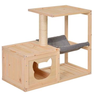 Kassimaja PawHut 70x35x60cm, helepruun/hall värv