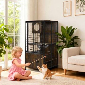 Cat cage, Multi-level, with cabinet, 60 × 60 × 125 cm