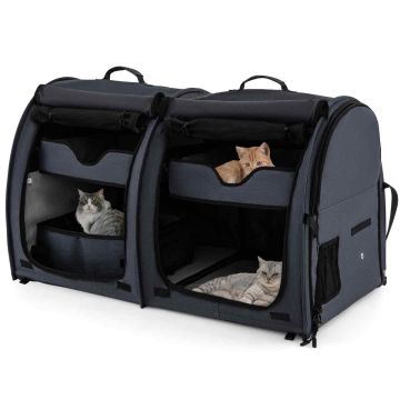 Cat Carrier, 2 Compartments, 2 Hammocks, 40 × 23 × 24 in