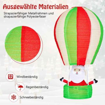 Christmas decoration with Santa Claus, 160 LED lights, Red/Green/White, 74 × 74 × 135 cm