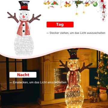 Christmas light-up snowman decoration, 80 LED lights, 66 × 14 × 110 cm
