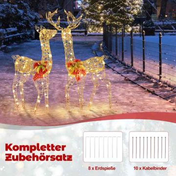 Christmas deer family set with 200 LED lights, 70x36x110 cm, outdoor/indoor decoration
