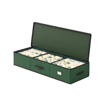 SONGMICS Christmas Decoration Storage Box RFB042C01, 96 compartments, Green, 96.5 × 17.5 × 33.5 cm